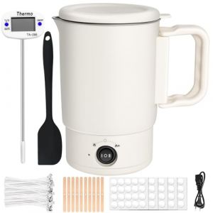 Fondeur de Cire Bougie &Eacute;lectrique 800ml, Kit Fabrication de Bougies Fondoir Cire Bougie avec 2 Temp&eacute;ratures - Inclut Thermom&egrave;tre, 100 M&egrave;ches, 100 Autocollants, 10 Supports et Cuill&egrave;re de M&eacute;lange (huicomet, neuf)