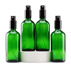 YIZHAO Flacon Spray Vide 100ml, Vert Bouteille Spray Verre, avec Brouillard de Pulverisateur Fine, pour Huiles Essentielles, Aromathérapie, Parfums, Nettoyage, Voyage, Pharmacie – 4Pcs (One Trillion Network, neuf)