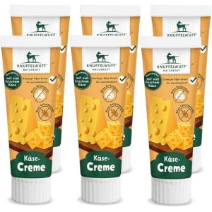 Knuffelwuff Tuben Snack Lot de 6 crèmes au fromage – Avec beaucoup de fromage frais – Sans conservateur, sans ajout de sucre et de céréales – Idéal également pour les chiots – Fabriqué en Allemagne (Knuffelwuff, neuf)