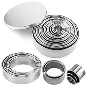 Lot de 12 Emporte Piece Rond,Emporte Piece Patisserie,Cercle a Patisserie,Emporte-Pièces en Acier Inoxydable pour Pâtisserie Gâteau Fondant Feuilletée Biscuit et Tartelettes (JOJOR, neuf)