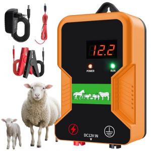 15 KM cloture electrique, LED affichage ClôTure éLectrique Pour Animaux, 2J electrificateur cloture electrique Pour ÉLevage D'Animaux Cheval Vache Moutons,Pour ferme jardin pâturage（Noir） (Ronghaonan, neuf)