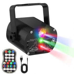 Lampe de Sc&egrave;ne, 60 effets lumineux Lumi&egrave;re Disco avec Stroboscope et t&eacute;l&eacute;commande, Boule Disco Grand Angle Contr&ocirc;le de la Musique, Divers Effets RGBW Lumiere Soir&eacute;e USB Halloween, F&ecirc;te, No&euml;l-Black (Vanilia Virag Store, neuf)