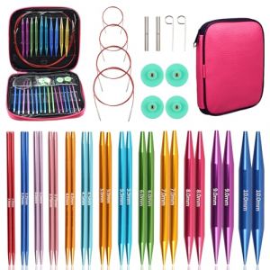 13 Paires 3,0-10,0mm, Kit Tricot Debutant, Aiguilles Circulaires Tricot Interchangeable, Aiguille &agrave; Tricoter en Aluminium, &Eacute;tui Cuir PU, Ensemble d'Aiguilles Circulaires Tricot pour Layette, &Eacute;charpe (FuZhouHongMing, neuf)