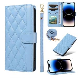 ATISIJIE Etui pour Samsung Galaxy Note 9,avec Bandouli&egrave;re,Dragonne,3 Fentes Cartes,Fermeture Magn&eacute;tique,Fonction Support,Portefeuille Flip Etui-Bleu (TISIM, neuf)