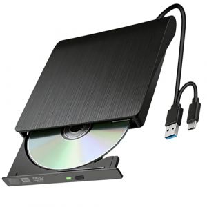 Aivane Lecteur CD DVD Externe pour PC USB 3.0 et Type C, Ultra Mince Graveur Blu Ray Externe Portable CD/DVD&plusmn;RW Drive DVD Enregistreur Compatible avec Windows/Linux/MacOS/Laptop/Desktops (WeiCanBangYu, neuf)