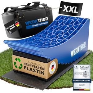 WERKTHOR Cales pour Camping-Car (Bleu) - [Jeu de 2] Cales Eprouv&eacute;es pour Caravanes, Camping-Cars et Remorques [<13.5t] - Nivellement sans Palier, Cales pour Camping-Car avec Sac de Transport (XXL) (Kindaholz, neuf)