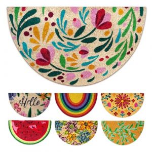LUA VIKA Paillasson Exterieur Entree Demi Lune - Flora - 40x70 cm - Tapis Entree Exterieur Antidérapant - Tapis Coco Interieur - Paillasson Coco Original (LUA VIKA, neuf)