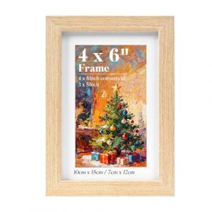 HOUSE DAY Cadre photo 100 % bois avec passe-partout de 7,6 x 12,7 cm, cadre photo carr&eacute;, &agrave; suspendre au mur, pour famille, paysage, collage, souvenir d'animaux domestiques, mariage (House Day, neuf)