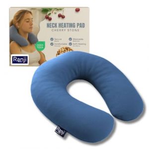 RANJI Coussin Chauffant Noyaux de Cerise Micro-Onde &ndash; Bouillotte Cervicale & &Eacute;paules Sans Eau | Coussin Chauffant Cervicales | Coussin Noyaux Cerises Naturel & Lavable (Bleu) (BR'Trade, neuf)