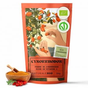 NaturaleBio Cynorrhodon Cru Bio en poudre 1kg. Rose musquée Naturelle et Pure, moulu à partir des baies d' Églantier Bio entier. Riche en vitamine C, idéale pour infusions, thés et smoothies. (NaturaleBio, neuf)