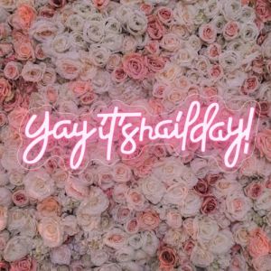 Yay It's Nail Day Enseigne Lumineuse,Lettre Lumineuse LED Neon Mural,Beau Rose Neon Sign Cadeau pour Salon de Nails Salle de Beaut&eacute; Bar &agrave; Cheveux Ongles USB Powered(16.6"*6") (CHAOYANGNEON, neuf)