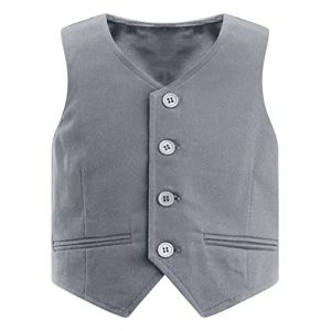 Alvivi Enfant Gar&ccedil;on Costume d'honneur Gilet Veste sans Manches Vestons Chemise Gilet Mariage Bapt&ecirc;me C&eacute;r&eacute;monie Uniforme Scolaire 3-14 Ans Gris B 13-14 Ans (Acfunny-eu, neuf)