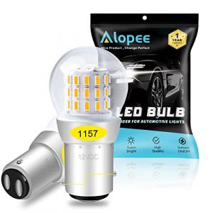 Alopee 2-Pack 1157 BAY15D 1016 1034 7528 2057 2357 Lumière LED Ambre/Jaune Extrêmement Lumineuse 12V-DC, AK-3014 39 Ampoules de Remplacement SMD pour Clignotants Tail Backup Ampoules (EU-AMAZENAR Global, neuf)