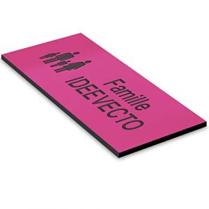 Plaque boite aux lettres personnalisable format FAMILIAL couleur ROSE dimension 80 x 35 mm diff&eacute;rents coloris - Plastique PVC Acrylique - r&eacute;sistant aux intemp&eacute;ries et aux UV - autocollante adh&eacute;sive au (Ideevecto, neuf)