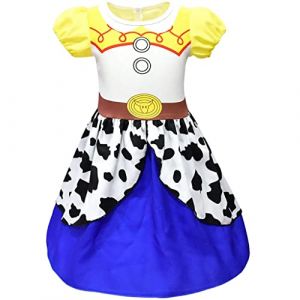 Lito Angels Deguisement Robe Jessie Enfant Fille, Anniversaire Fete Carnaval Cowgirl Costume Vetement Ete, Taille 9-10 ans (Lito Angels FR, neuf)