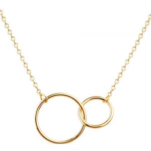 Kritz Collier Femme Anneaux Entrelac&eacute;s Plaqu&eacute; Or ou Argent - Pendentif Deux Cercles Amour Amiti&eacute; et Cha&icirc;ne R&eacute;glable - Bijoux Mode Cadeau (Or) (KRITZ, neuf)