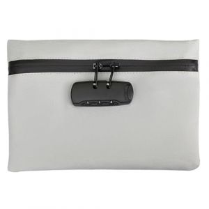 Sac de s&eacute;curit&eacute; anti-odeurs coffre-fort portable sac &eacute;tanche avec serrure pochette portefeuille anti-odeurs avec cadenas &agrave; combinaison porte-documents tirelire bo&icirc;te verrouillable (Argent 32 x 24 cm) (lianghengdianzi, neuf)