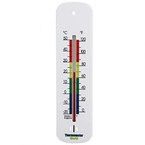 Thermomètre mural blanc pour mesurer la température ambiante dans la maison, le bureau, le jardin ou la serre – Thermomètre élégant et précis (Thermometer World, neuf)