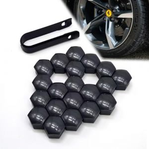 JUGUTA Cache Ecrou 19 Mm 20 Pi&egrave;ces Capuchon D'&Eacute;crou De Roue Capuchons De Boulon De Roue Couvre-&Eacute;crous De Pneu Universels Boulon Ecrou Couvre Avec Outil De Suppression Pour Voitures Noir (ROXYROX FASHION, neuf)