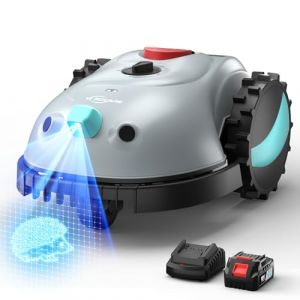 YARDCARE V100 Robot Tondeuse sans Fil avec Navigation Visuelle, Détection d'obstacles 150, Robot Tondeuse Gazon avec Batterie, Peigne à Herbe, Lames de Rechange (YARDCARE Direct EU, neuf)