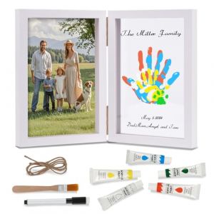 Nabance Empreinte Main Famille Kit Empreinte Famille 4 Plaques en Plexiglas 5 Couleurs de Pigments, Cadre Empreinte Famille Convient Pour Journ&eacute;e de Comm&eacute;moration, F&ecirc;te des M&egrave;res, F&ecirc;te des P&egrave;res (Jialiaostore, neuf)