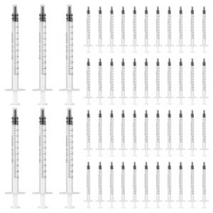 Plastique Seringue, 50pcs 1ml Seringue, Seringue &agrave; Liquide Scell&eacute;e Individuellement, Seringues de Distribution pour Animal Laboratoire Industriel (sans Aiguille) (DINODANUBE TRADING, neuf)