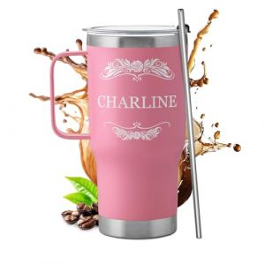 Maverton Mug Isotherme Personnalisable Rose en Acier Inoxydable 600 ml - Gobelet Isotherme avec Paille et Bo&icirc;te Cadeau - avec brosse de nettoyage - Cadeau Femme Anniversaire prenon (MAVERTON, neuf)