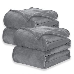 WAVVE Lot de 2 Plaid Couverture Polaire Flanelle en Microfibre, Jet&eacute; de Canap&eacute; 150x200 Gris Anthracite, Couverture lit Jete de Canape 2 Personnes, Plaid Fourrure Grand Chaud et Doux en Peluche (Wavve EU, neuf)