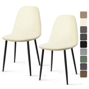 Housse de Chaise Scandinave 2 Pieces Universel Housses Chaise de Salle &agrave; Manger Lavable Extensible Couverture de Chaise Housse Chaise pour D&eacute;coration Salon Cuisine H&ocirc;tel (Jaune Cr&egrave;me, 2 Pieces)-KC (Ballad, neuf)