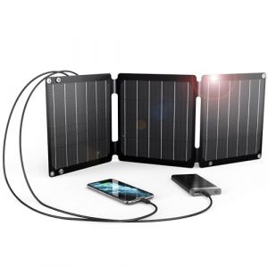 21W Chargeur Solaire Portable, BigBlue Chargeur de Panneau Solaire avec USB-A/USB-C (5V/4,2A), étanche IP68 Panneau Solaire Pliable pour Camping, Compatible avec Smartphones Batterie Externe Tablette (Smile-Link, neuf)