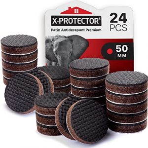 Patin antiderapant X-PROTECTOR - 24 pcs 50 mm Patin Caoutchouc Premium - Patins Antid&eacute;rapants Autocollants - Patin en Caoutchouc - Anti D&eacute;rapent Meuble - Id&eacute;al pour la fixation en place des mobiliers! (HOUSE TECHNOLOGIES LTD, neuf)