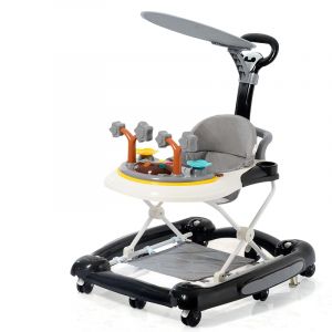 5 en 1 Poussette pour bébé,Trotteur Bébé,Boîte à Musique Cartoon Amovible,Capot pivotant à 360 degrés,poignée de poussée Haute,Jeu Bébé 6 mois et+,67 * 72 * 92cm-Noir(A) (Hechheu, neuf)