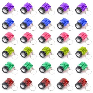 VOSSOT Lot de 30 Porte-Clés Mini Lampe de Poche LED 4 cm en Aluminium - Petites Lampes Colorées pour Enfants (kaitianhongdianzi, neuf)