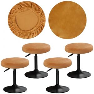 YINGAYOU Housse De Tabouret Rond 30-40cm Housse Tabouret De Bar Rond Tissu Velours Doux Et &eacute;lastique, Facile &agrave; Installer, Infroissable, Durable Anti Poussi&egrave;re (4, Kaki) (YINGAYOU, neuf)