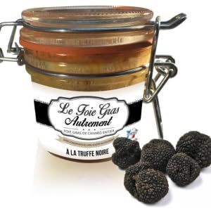 Foie gras truffes 200g, foie gras entier de canard, recette artisanale à la truffe, bocal conserve, sans conservateurs, saveur luxe pour fêtes et cadeaux gourmands (RELAISGOURMET, neuf)