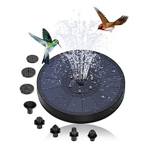 Fontaine Solaire, 3.5W Fontaine Solaire Exterieure de Jardin, Fontaine Solaire pour Bassin avec 8 Buses et 7 Lumières LED Colorées pour Bain d'oiseaux, étang, Piscine, terrasse, décoration de Jardin (Feria®, neuf)