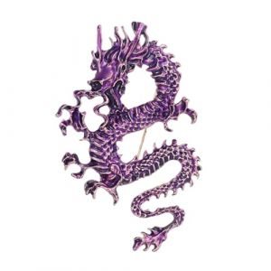 Broches dragon chinois pour femmes, Broche de revers talisman dragon porte-bonheur boh&eacute;mienne pour femmes chapeau sac costume robe accessoires bijoux (Violet) (PikaLF, neuf)