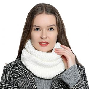 DonDon Écharpe femme hiver Écharpe en laine Écharpe tube snood Tour de Cou Cache cou - Blanc (urban-styles, neuf)