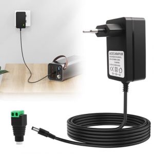 12V 2A Adaptateur Alimentation pour Bandes LED, 1.2M Transformateur AC 100-240V, Universel Adapter d'alimentation 5.5mm X 2.1mm pour Cam&eacute;ra CCTV Routeurs Haut-Parleurs et Autres &Eacute;lectroniques (ZhanXingBoFu, neuf)