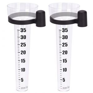 KINGLAKE 2PCS Pluviometre Exterieur Jardin, Pluviom&egrave;tre Plastique avec Titulaire, pour Jardin Fermes-Transparent (JH Gardening, neuf)