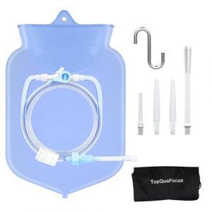 TopQuaFocus 4L Grand Kit de sac de Lavement Sac en Silicone Clairement non Toxique Sac de Lavement à café Nettoyant pour le Côlon Tuyau de 6,5 Pieds de Long Sans BPA ni Phtalates (TopQuaFocus Health, neuf)