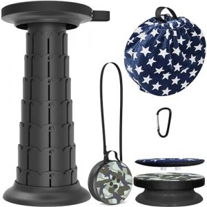 ALEVMOOM Tabouret Pliant Portable Tabouret T&eacute;lescopique avec Coussin et Sac &agrave; Main Tabouret de Camping pour Adultes La P&ecirc;che BBQ Int&eacute;rieur Activit&eacute;s Plein air, Maxi Charge 250kg (Camouflage Gris) (BENKU, neuf)
