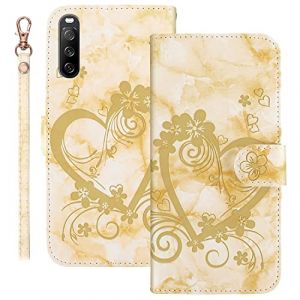 Succtopy Coque pour Sony Xperia 10 III, Folio Cuir PU Magn&eacute;tique Feuille Flip Case Portefeuille T&eacute;l&eacute;phone &Eacute;tui Phone Cover Protection Housse Sony Xperia 10 III, Amour Jaune (Chengxunda trading company, neuf)