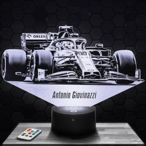 Lampe de chevet, Veilleuse Tactile Formule 1 A. Giovinazzi F1 Lampe 3D LED illusion, Idée cadeau Noël anniversaire garçon et fille Lampe de nuit chambre d'enfant ou adulte (Lampephoto-fr, neuf)