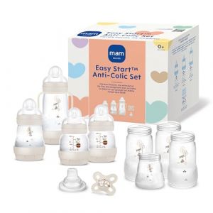 MAM Easy Start Kit de d&eacute;marrage anti-colique, premier &eacute;quipement de croissance pour b&eacute;b&eacute; avec t&eacute;tine, biberons et poign&eacute;es, coffret cadeau pour b&eacute;b&eacute;, d&egrave;s la naissance, beige (babywaren24, neuf)