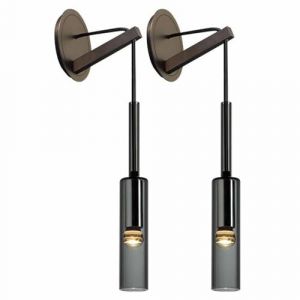 TRIVIDHA Applique Murale en Verre Gris Fum&eacute; Bouteille De Bi&egrave;re Lampe Murale en Verre De Cristal Applique Murale Cylindrique &Agrave; Long Tube en Laiton &Eacute;clairage Mural &Agrave; Hauteur R&eacute;glable pour Le Salon (TRIVIDHA FR Lighting Factory, neuf)