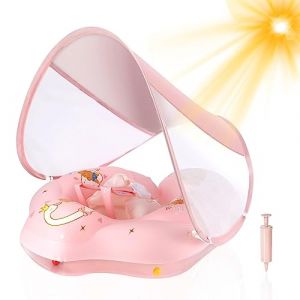 WYRIAZA Bouee Bebe Bouee Bebe Piscine | Bouee Bebe avec Pare Soleil SPF 50+ | Améliorez Bouée Bébé 8-16Kgs avec Une Balle d'Équilibre pour Éviter Le Renversement (L 6-36 Mois, Rose) (WYRIAZA, neuf)