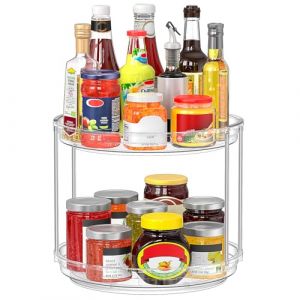 Drucilla 2 Etages Plateau Tournant Frigo, 23.5cm Plateau Tournant Epices, 360° Plateau Tournant Placard Cuisine, Plateau Tournant Cuisine Rotative pour Epices, Bouteille, Cosmétique, Fruit (TECHPRO HOME, neuf)