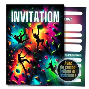 HIDEBLOOM I Cartes d'invitation Anniversaire Escalade Enfant I 12 Pi&egrave;ces I DIN A6 (10,5 cm x 14,8 cm) I Invitation Anniversaire Gar&ccedil;ons Filles I Carte d'invitation Klettern Bouldering I F&ecirc;te Enfants (Hidebloom, neuf)