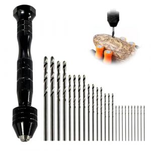 Mini Perceuse &agrave; Main avec 25 Micro Forets H&eacute;lico&iuml;daux Ajustables, perceuse manuelle pr&eacute;cision pour Bricolage Mod&eacute;lisme Bijoux R&eacute;sine Bois Plastique Artisanat Travail Manuel Per&ccedil;age de Petits TrouS (JiBuTiYou, neuf)